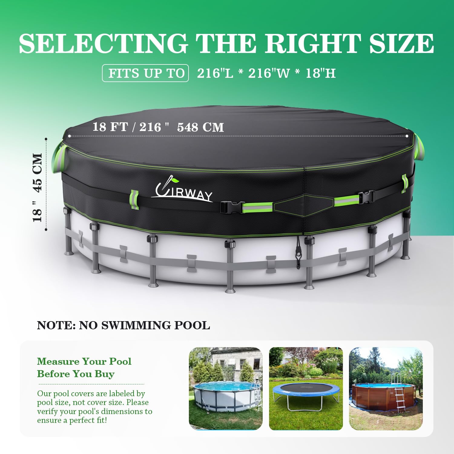 Extra-Thick Winter Pool Cover – 200gsm Heavy-Duty, Cold-Resistant & Windproof Cover for Above-Ground Pools